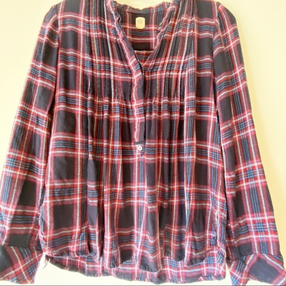 𝅺GAP Pullover Plaid Shirt Red Blue Size XS - Picture 5 of 7